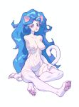  absurd_res animal_humanoid barely_visible_genitalia barely_visible_pussy big_breasts blue_hair breasts capcom cat_humanoid claws clothed clothing curvy_figure darkstalkers felicia_(darkstalkers) felid felid_humanoid feline feline_humanoid female fur genitals hair hi_res humanoid kuroikamome long_hair mammal mammal_humanoid mostly_nude nipples painted_claws pale_skin pawpads paws pink_nipples pink_pawpads pussy simple_background sitting skimpy small_waist smile solo video_games white_background white_body white_fur wide_hips 