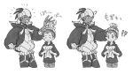  !? 2boys bangs beanie blush cable_knit closed_eyes closed_mouth commentary_request dark_skin dark_skinned_male earrings greyscale grin gym_leader hand_in_pocket hat holding hood hoodie jewelry male_focus monochrome multiple_boys petting pokemon pokemon_(game) pokemon_swsh raihan_(pokemon) short_hair sketch smile suruga_dbh swept_bangs translation_request undercut victor_(pokemon) 