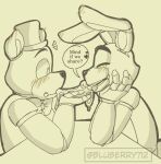  &lt;3 2021 ? animatronic anthro big_ears black_nose bluberry712 blush bow_tie cheese close-up clothing crust dairy_products dialogue duo eating eating_food english_text eyes_closed five_nights_at_freddy&#039;s five_nights_at_freddy&#039;s_4 food fredbear_(fnaf) furniture hand_on_face hand_on_head happy hat headgear headwear holding_food holding_object lagomorph leporid long_ears looking_down machine male male/male mammal pepperoni pepperoni_pizza pizza pizza_crust question rabbit robot round_ears sitting sketch smile speech_bubble spring_bonnie_(fnaf) surprised_expression table text top_hat ursid video_games white_body white_eyes white_tail 