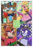  abstract_background accessory animatronic anthro avian big_ears bird black_background black_nose blonde_hair bluberry712 blue_body blue_eyes blue_fur bodypaint bonnie_(fnaf) border bow_tie bracelet brown_background brown_body brown_fur buckteeth canid canine checkered_background chica_(fnaf) chicken close-up clothing collar cosplay costume ear_piercing ear_ring eyelashes eyes_closed eyewear face_paint female five_nights_at_freddy&#039;s five_nights_at_freddy&#039;s:_security_breach fox foxy_(fnaf) freddy_(fnaf) fur galliform gallus_(genus) glamrock_chica_(fnaf) glamrock_freddy_(fnaf) glasses gloves green_background green_hair grey_background grey_body grey_fur group guitarist hair hair_accessory hair_bow hair_ribbon half-closed_eyes handwear happy hat headgear headwear hi_res jewelry lagomorph leporid long_ears long_hair looking_at_viewer looking_up machine male mammal microphone montgomery_gator_(fnaf) multicolored_body multicolored_fur multicolored_hair musical_instrument narrowed_eyes open_mouth orange_background orange_eyes pattern_background phasianid piercing pink_background purple_background purple_body purple_fur rabbit raised_arm red_body red_eyes red_fur red_hair ribbons robot rockstar round_ears roxanne_wolf_(fnaf) shirt shoulder_guards simple_background singer smile spiked_bracelet spiked_collar spikes standing star star_glasses string_instrument tan_body tan_fur teeth top_hat topwear two_tone_body two_tone_fur ursid video_games white_background white_border yellow_background yellow_body yellow_fur 