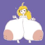  1:1 absurd_res areola big_breasts blonde_hair blush breasts cave_story curly_brace elfdrago female hair hi_res huge_breasts humanoid hyper hyper_breasts machine musical_note nipples robot robot_humanoid simple_background smile solo video_games white_body 