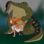 1:1 alecrast alligator alligatorid ambiguous_penetration anthro anthro_on_anthro anthro_penetrated anthro_penetrating anthro_penetrating_anthro big_dom_small_sub blurred_background bodily_fluids breasts canid canine canis clothing crocodilian crossgender cum cum_inflation cum_inside duo female female_penetrated firekitty forehead_gem forehead_jewel fur genital_fluids hair hi_res holding_hair inflation legwear looking_pleasured male male/female male_penetrating male_penetrating_female mammal nipples nude open_mouth orange_eyes orange_hair penetration red_eyes reptile scalie scar sharp_teeth shredded_clothes size_difference skimike stockings teeth tongue tongue_out tosin touching_hair wolf 