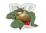  2018 4_toes 5_fingers anthro arm_support belly big_belly big_bulge biped bracelet bulge cape claws clothed clothing colored_sketch crocodile crocodilian crocodylid crown digital_media_(artwork) donkey_kong_(series) feet finger_claws fingers front_view full-length_portrait green_body green_scales hand_on_leg hand_on_thigh jerryhugs jewelry king king_k._rool kremling leaning leaning_back logo looking_away male navel nintendo nipples open_mouth open_smile overweight overweight_anthro overweight_male partially_clothed plantigrade portrait reptile royalty scales scalie shaded signature sitting smile soles solo tan_claws thick_thighs thong toe_claws toes underwear video_games 
