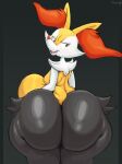  2021 absurd_res anthro big_butt braixen breasts butt female hi_res huge_butt looking_at_viewer looking_back nintendo nokemop nude open_mouth pok&eacute;mon pok&eacute;mon_(species) red_eyes solo video_games 