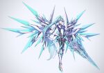  aegis_sword_(xenoblade) bangs bodysuit breasts chest_jewel earrings gloves green_eyes green_hair hakusai_(hksicabb) high_heels highres jewelry large_breasts long_hair pneuma_(xenoblade) ponytail swept_bangs sword tiara very_long_hair weapon wings xenoblade_chronicles_(series) xenoblade_chronicles_2 