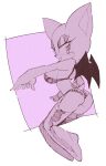  2020 5_fingers anthro bat_wings biped bra breasts butt chiropteran clothing digital_media_(artwork) female fingers garter_belt garter_straps hatching_(art) hi_res inkerton-kun mammal membrane_(anatomy) membranous_wings monochrome open_mouth open_smile panties plantigrade rouge_the_bat shaded side_boob simple_background smile solo sonic_the_hedgehog_(series) underwear white_background wings 