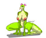  anthro big_breasts bodily_fluids breasts diamonsion digital_media_(artwork) dreamworks erection female genitals kung_fu_panda looking_at_viewer master_viper nude pussy reptile scalie smile snake solo thick_thighs 