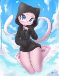  anthro blush bottomless clothed clothing cloud female flying hoodie hoodie_only legendary_pok&eacute;mon looking_at_viewer mew nintendo pok&eacute;mon pok&eacute;mon_(species) rilex_lenov sky solo topwear topwear_only video_games 