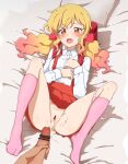 1boy 1girl :o aikatsu!_(series) aikatsu_stars! backpack bag bar_censor bed_sheet blonde_hair blush bow censored collared_shirt cum cum_in_pussy cum_on_thighs disembodied_penis ejaculation eyebrows_visible_through_hair gradient_hair hair_bow hand_on_own_penis hetero kindergarten_uniform kumahubuki long_hair long_sleeves looking_at_viewer low-tied_long_hair low_twintails lying m_legs multicolored_hair nijino_yume on_back on_bed open_mouth overflow panties panties_around_one_leg penis pillow pink_bow pink_hair pink_legwear pink_panties pleated_skirt pointless_censoring pov pov_hands pussy randoseru red_bag red_skirt school_bag shadow shirt skirt skirt_lift socks solo_focus suspender_skirt suspenders tearing_up twintails underwear white_shirt 
