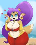  &lt;3 alternate_species anthro begging begging_pose belly_dancer berkthejerk between_breasts big_breasts blush bone breasts canid canine canis collar domestic_dog ear_piercing ear_ring female genie harem_outfit hi_res looking_at_viewer mammal piercing pose shantae shantae_(series) shiba_inu solo spitz video_games wayforward wide_hips 