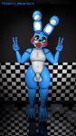  3d_(artwork) animatronic animictronic anthro digital_media_(artwork) five_nights_at_freddy&#039;s five_nights_at_freddy&#039;s_2 genitals green_eyes hi_res lagomorph leporid lipstick machine makeup male male/male mammal peace_sign_(disambiguation) penis phoenix_adverdale rabbit red_cheekdots red_lipstick red_nail_polish robot small_penis solo source_filmmaker thick_thighs toy_bonnie_(fnaf) video_games 