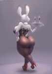  2021 absurd_res anthro big_breasts big_butt breasts butt clothed clothing disney faceless_character faceless_female female fur grey_body grey_fur hand_on_hip hi_res high_heels judy_hopps lagomorph legwear leporid mammal multicolored_body multicolored_fur pantyhose rabbit shirt_collar shirt_cuffs signature solo thick_thighs viejillox zootopia 