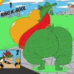  1:1 2018 3_toes 4_fingers 5_fingers angry anthro armband bedroom_eyes belly biceps big_belly big_butt big_pecs biped bite biting_lip biting_own_lip bowser bracelet butt butt_pose cape cape_only character_name claws clothing collar colored crocodile crocodilian crocodylid cross-popping_vein crown day detailed_background digital_media_(artwork) donkey_kong_(series) duo embarrassed fangs feet finger_claws fingers flat_colors gesture green_body green_scales hair hi_res horn huge_butt huge_thighs hyper hyper_belly hyper_butt hyper_thighs jewelry king_k._rool koopa kremling looking_at_viewer looking_back looking_back_at_viewer male mario_bros middle_finger morbidly_obese morbidly_obese_anthro morbidly_obese_male mostly_nude motion_lines multicolored_body multicolored_scales musclegut muscular muscular_anthro muscular_male narrowed_eyes nintendo obese obese_anthro obese_male open_mouth open_smile outside overweight overweight_anthro overweight_male peashooter_(artist) pecs plantigrade pose presenting presenting_hindquarters rear_view red_eyes red_hair reptile scales scalie seductive self_bite shaking_butt sharp_teeth shell sky smile solo_focus spiked_armband spiked_bracelet spiked_collar spiked_shell spikes spikes_(anatomy) sun super_smash_bros. super_smash_bros._ultimate tan_body tan_scales teasing teeth the-anonymous88 thick_thighs toe_claws toes tongue tongue_out twerking video_games white_claws wide_hips yellow_body yellow_scales 