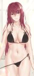  bikini cameltoe eleaaa fate/grand_order panty_pull pubic_hair scathach_(fate/grand_order) swimsuits undressing 