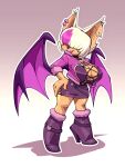  2021 anthro bat_wings big_breasts bigdad boots breasts chiropteran cleavage clothed clothing cosplay crossover crossover_cosplay digital_media_(artwork) ear_piercing female footwear gradient_background hair hair_over_eyes hand_on_hip hi_res high_heeled_boots high_heels highlights_(coloring) hole_in_ear huge_breasts jacket king_of_fighters lipstick makeup mammal membrane_(anatomy) membranous_wings notched_ear piercing rouge_the_bat sega simple_background smile snk solo sonic_the_hedgehog_(series) topwear video_games white_hair wide_hips wings 