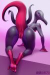  absurd_res anthro anus big_butt butt feet female flat_chested genitals hi_res mouezu nintendo pok&eacute;mon pok&eacute;mon_(species) presenting presenting_hindquarters pussy salazzle seductive solo thick_tail thick_thighs video_games wide_hips 
