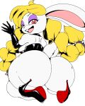  anthro big_butt breasts broodal butt clothing edit female gloves handwear hariet_(mario) hi_res high_heels huge_butt lagomorph leporid looking_back mammal mario_(series) mario_bros nintendo rabbit simple_background solo super_mario_odyssey thecon thick_thighs video_games 