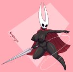  absurd_res areola bepinips big_breasts breasts butt_from_the_front female genitals hi_res holding_object holding_weapon hollow_knight hornet_(hollow_knight) nipples not_furry pussy solo team_cherry vessel_(species) video_games weapon 