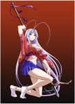  absurdres antenna_hair breasts cleavage highres japanese_clothes large_breasts long_hair long_legs midriff natsume_maya pleated_skirt polearm school_uniform skirt socks solo spear tabi tenjou_tenge vector_trace weapon 