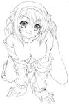  all_fours breasts greyscale hairband hanging_breasts large_breasts map_(blue_catty) monochrome nipples short_hair solo suzumiya_haruhi suzumiya_haruhi_no_yuuutsu 