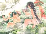  anri_anriette bath bikini_tan blue_eyes blush breasts brown_eyes chloe_witherspoon clare_(sapphism) closed_eyes flat_chest glasses hair_ribbon helena_burliuka hug hug_from_behind koume_keito long_hair medium_breasts multiple_girls nicolle_gerald nipples nude onsen ponytail ribbon sapphism_no_gensou short_hair small_breasts tan tanline tenkyouin_kanae towel very_long_hair yuri 