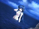  blue_hair breasts game_cg medium_breasts nagisano night nude ocean sasai_saji sawaki_mimori solo tsukasa_yuuki water 