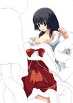  copyright_request date_(senpen) hakama japanese_clothes miko nipples red_hakama solo tentacles topless 