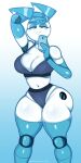  blue_body breasts camel_toe cellphone cleavage clothed clothing female hi_res jenny_wakeman machine my_life_as_a_teenage_robot nickelodeon not_furry phone pose robot solo white_body wide_hips zetaskully 
