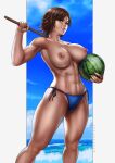  bikini dandon_fuga kazama_asuka lactation nipples swimsuits tekken topless weapon 