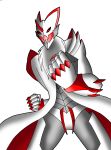  absurd_res anthro armor black_sclera bone_armor canid canine canis chest_tuft claws clothing coat exoskeleton fangs fist fox hi_res horn humanoid male mammal membrane_(anatomy) monster monstrous_humanoid nikku_lunatique nikku_lunatique_(character) red_body red_claws red_eyes scales simple_background solo spikes spikes_(anatomy) tier_(species) topwear tuft white_background white_body 