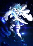  blue_eyes blue_hair bubble cloak fortissimo fortissimo_hair_ornament hair_ornament highres lens_flare magical_girl mahou_shoujo_madoka_magica miki_sayaka sword tagme weapon 