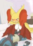  &lt;3 anthro bed better_version_at_source blush bodily_fluids breasts censored curtains delphox dildo duo female fur furniture genitals hand_on_chest hand_on_hip hi_res inside lamp looking_at_another looking_pleasured lucario lying male male/female mosaic_censorship motion_lines ne_i_ro nintendo on_back on_bed penis pok&eacute;mon pok&eacute;mon_(species) pussy pussyjob red_eyes sex sex_toy spikes sweat video_games 