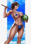  areola bikini dandon_fuga erect_nipples kazama_asuka swimsuits tekken weapon 