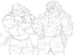  2021 5_fingers abs anthro biceps biped bulge clothed clothing crossed_arms duo eyebrows felid fingers fur hair hat headgear headwear hi_res humanoid_hands lifeguard long_hair male mammal monochrome muscular muscular_anthro muscular_male muscular_thighs nipples pang pantherine pecs sdorica serenaught short_hair striped_body striped_fur striped_tail stripes swimming_trunks swimwear thick_eyebrows tiger triceps underwear underwear_only whistle_(object) yao_(sdorica) 