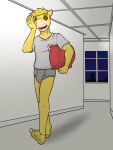  anthro anthrofied barefoot briefs bulge clothing feet fuze hi_res holding_pillow male night nintendo numel open_mouth pantsless pok&eacute;mon pok&eacute;mon_(species) pok&eacute;morph shirt solo t-shirt topwear underwear video_games walking yawn 