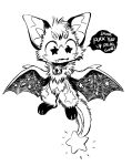 2023 ambiguous_gender anthro bat bell bell_collar biped collar fur mammal membrane_(anatomy) membranous_wings monochrome silverfox5213 solo tail wings