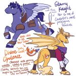1:1 alternate_species alternate_universe armor bat_pony blonde_hair blue_body blue_fur blue_hair clothed clothed_feral clothing cloven_hooves cutie_mark dio_brando duo equid equine fangs feathered_wings feathers feral feralized fire fur furgonomics furrification hair hasbro hi_res hooves horn jojo&#039;s_bizarre_adventure jonathan_joestar male mammal melee_weapon membrane_(anatomy) membranous_wings my_little_pony pegasus ponification regularcitrus satchel smile sword tail tail_tuft teeth tuft unicorn_horn weapon wing_armor winged_unicorn wings yellow_body yellow_fur