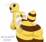 anthro arthropod bee big_breasts big_butt biofspades420 breasts butt digital_media_(artwork) female hi_res hymenopteran insect looking_at_viewer looking_back nude presenting presenting_hindquarters rear_view side_boob slightly_chubby solo thick_thighs wings yellow_body