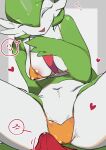 &lt;3 areola bikini bodily_fluids breasts clothed clothing duo erection erection_under_clothing female gardevoir generation_3_pokemon genital_fluids green_body humanoid male navel nintendo pokemon pokemon_(species) precum smile swimwear uramenu white_body