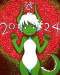 4:5 animal_humanoid chinese_zodiac dragon dragon_humanoid female green_body green_skin hi_res horn humanoid nekobungi new_year_2024 solo tail year_of_the_dragon