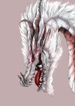  absurdres commentary_request dragon fatalis grey_background highres horns monster_hunter_(series) no_humans poke200 red_eyes simple_background solo teeth 