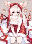 &lt;3 &lt;3_eyes anthro canid canine christmas clothing costume female fennec fox fur gift_box hair hi_res holidays kemono mammal sai_(artist) santa_costume solo white_body white_fur white_hair