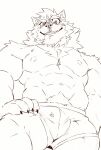 abs absurd_res anthro barrel_(live_a_hero) bulge canid canine canis clothing grin heylaw21 hi_res lifewonders live_a_hero looking_at_viewer low-angle_view male mammal muscular muscular_anthro muscular_male nipples pecs sketch smile solo underwear wolf