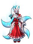  anthro asian_clothing canid canine clothing digimon digimon_(species) east_asian_clothing female fox furball_(artist) hi_res japanese_clothing mammal multi_tail obanmon solo 