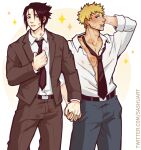  bulge hickey highres holding_hands naruto naruto_(series) necktie sashunya uchiha_sasuke uzumaki_naruto 