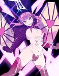  1girl black_gloves black_thighhighs breasts gloves hat jakuzure_nonon kill_la_kill long_hair looking_at_viewer navel pink_eyes pink_hair revealing_clothes shako_cap sidelocks smile solo thighhighs 