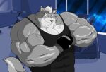 2016 anthro big_muscles canid canine canis clothing digital_media_(artwork) fingerless_gloves fur gloves grey_body grey_fur hair handwear male mammal multicolored_body multicolored_fur muscular muscular_anthro muscular_male nintendo one_eye_closed scar shirt sleeveless sleeveless_shirt solo star_fox topwear two_tone_body two_tone_fur vein veiny_muscles weight_bench wolf wolf_o&#039;donnell xxsparcoxx