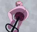 absurd_res anus ashido_mina barefoot butt feet female genitals hair hi_res horn horned_humanoid humanoid mf_uncen_(artist) my_hero_academia nude perspective pink_body pink_hair pink_skin pussy sitting solo toes