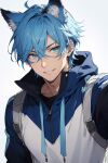  blue_eyes blue_hair l&amp;s male_focus non-web_source playing_sports smile wolf 