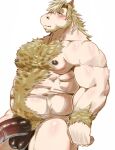  1boy abs absurdres animal_penis another_eidos-r bara beard belly blush chest_hair completely_nude english_commentary equus_(another_eidos) facial_hair furry furry_male highres horse_boy horse_penis kogane_reinsheavenz looking_at_viewer male_focus muscular muscular_male nipples nude pectorals penis white_background 